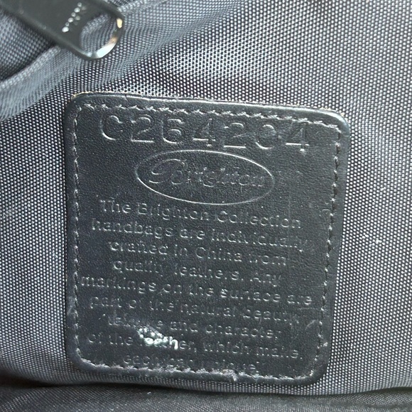 BRIGHTON Black Embroidered Shoulder Tote Handbag Purse Two Handle Zip Closure C4 - Picture 6 of 15